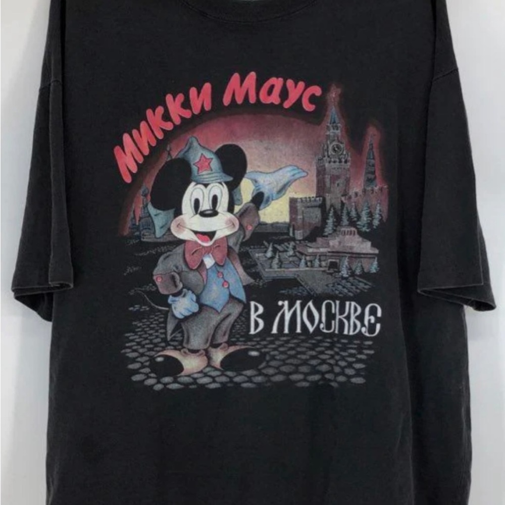 VTG Dave Mickey Mouse Moscow T-Shirt Single Stitch Disney Mnkkn Mayc B Mockb XL
